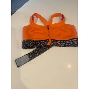 Shefit Ultimate Sports Bra High Impact Adjustable Fit Zip Front Neon Orange/Blac
